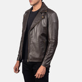 Nortin Brown Leather Biker Jacket for men